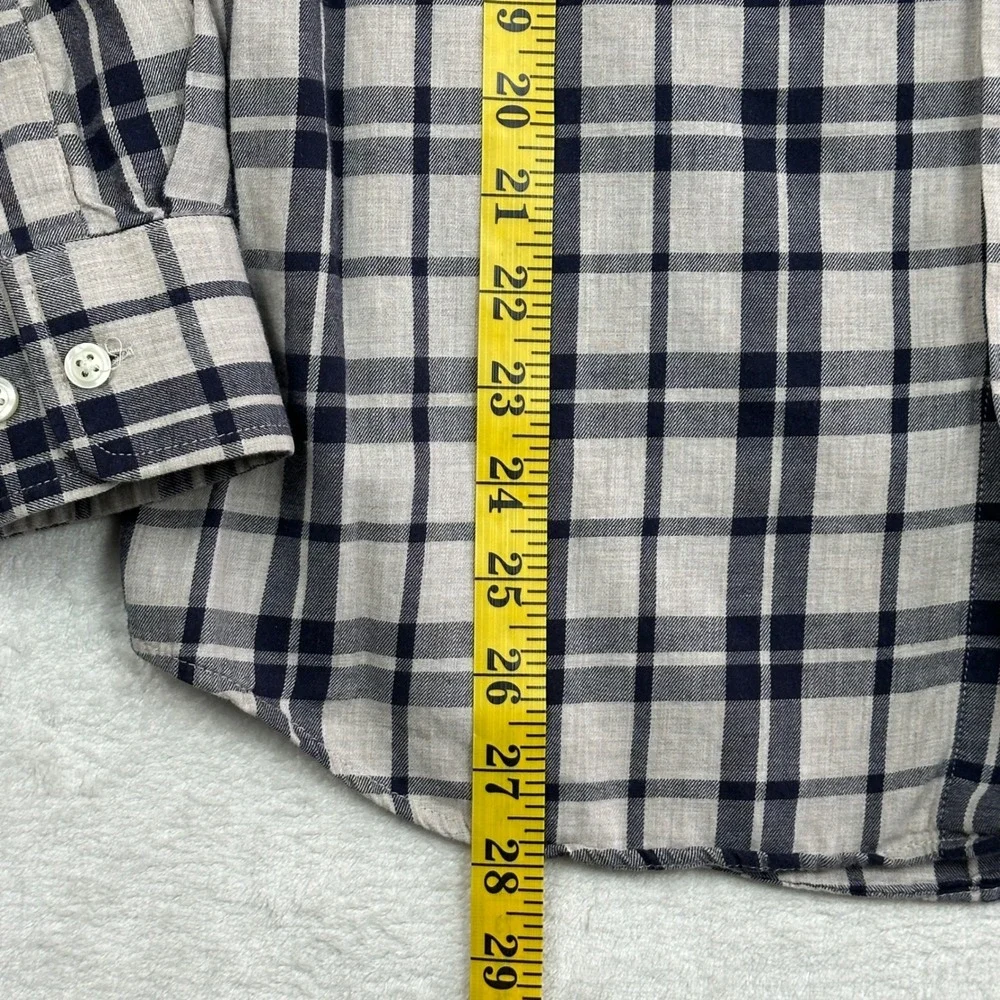 Banana Republic Mens‎ Standard Fit Plaid Button Down Shirt Navy Grey Size M